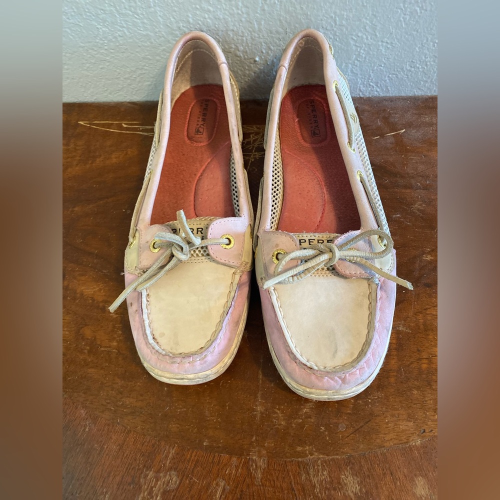Sperry Women's Boat Shoes Flats in Cream and Pink - Picture 2 of 8
